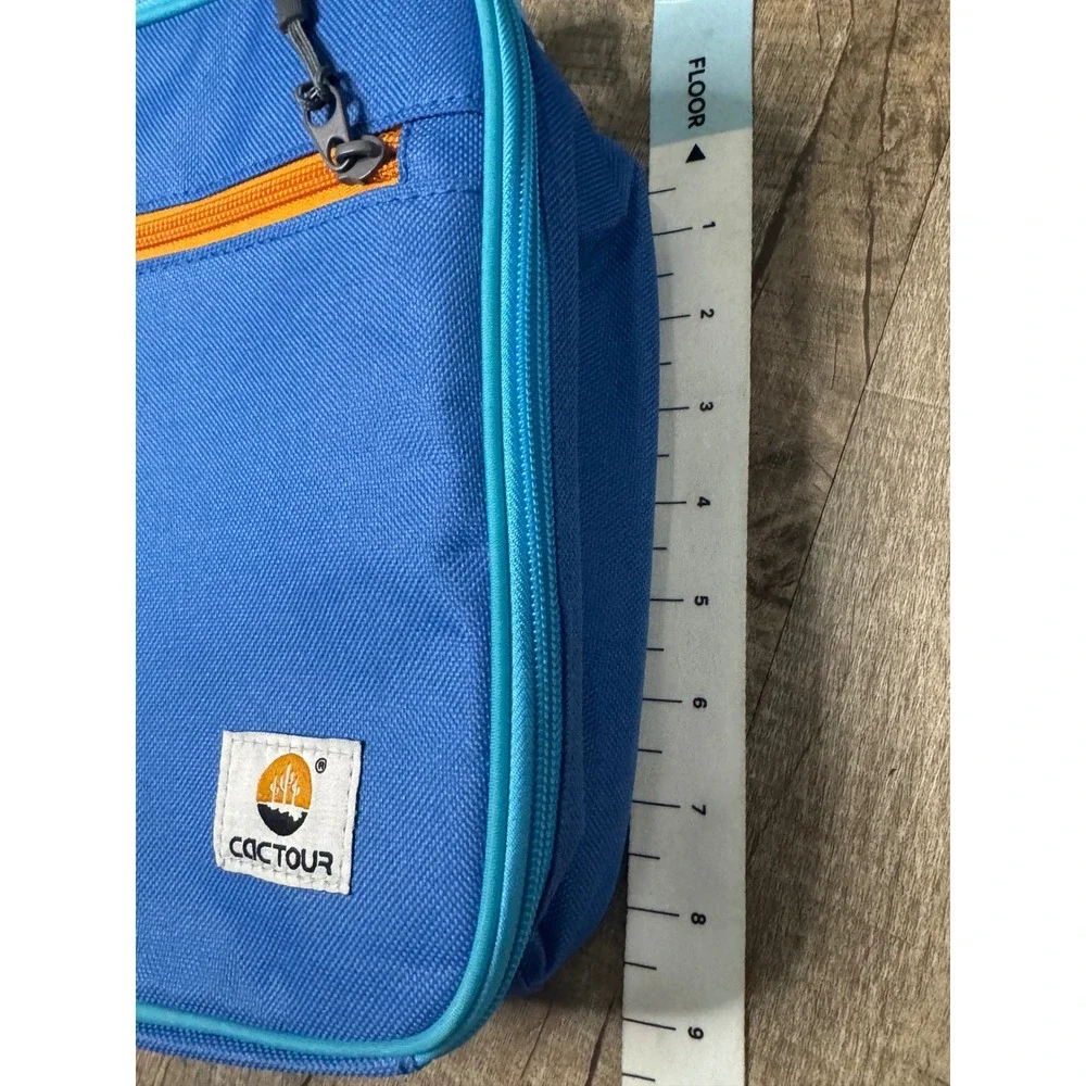 Cactour Kids Insulated Lunch Bag Blue Orange Zippered School Travel Tote Buckle